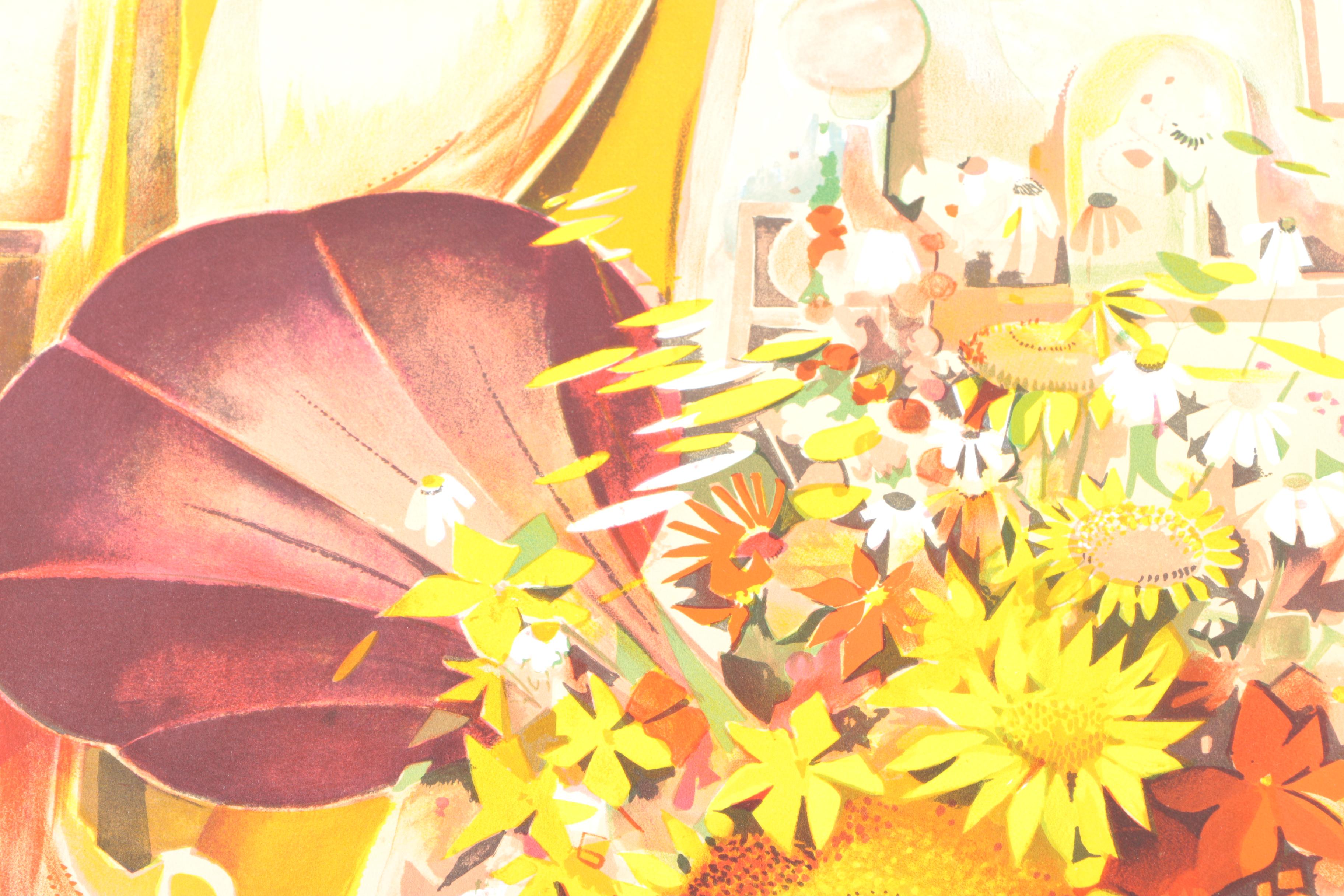 Robert Vernet Bonfort Limited Edition Color Lithograph "Bouquet"