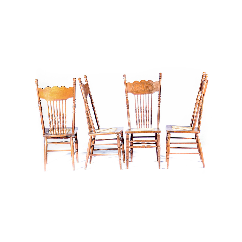 Collection of Mixed Wood Spindle Back Chairs