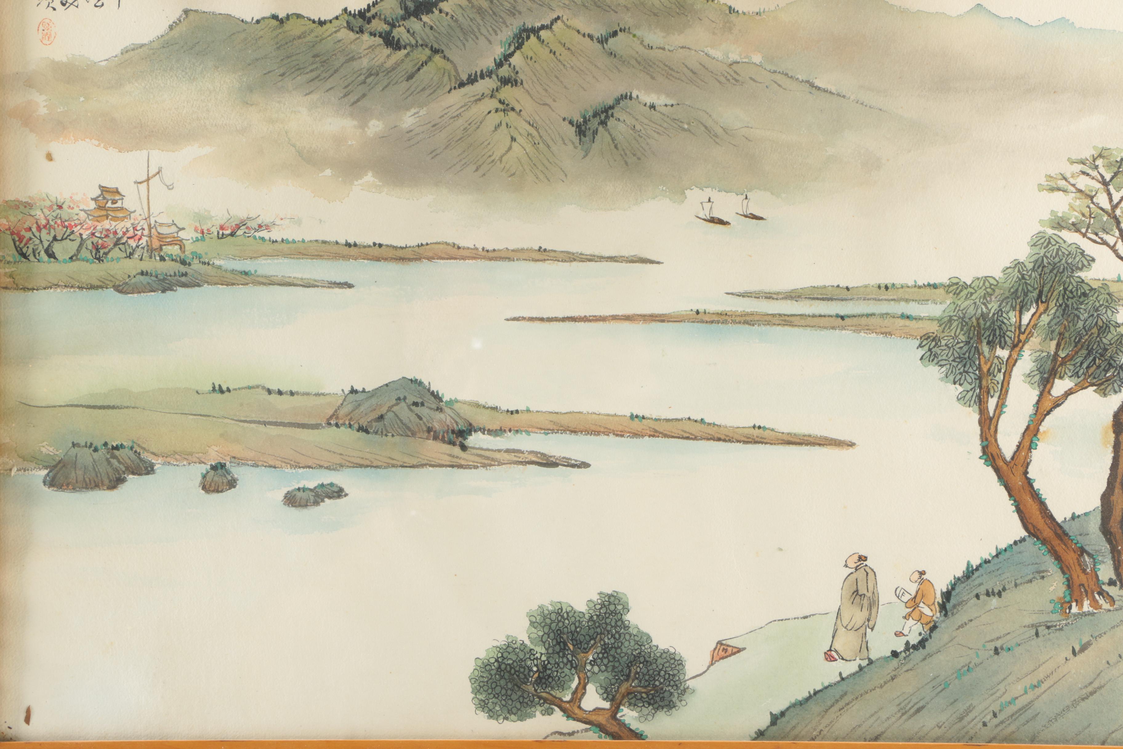 Chong Rwen Kao Watercolor Painting "Spring Along the River"