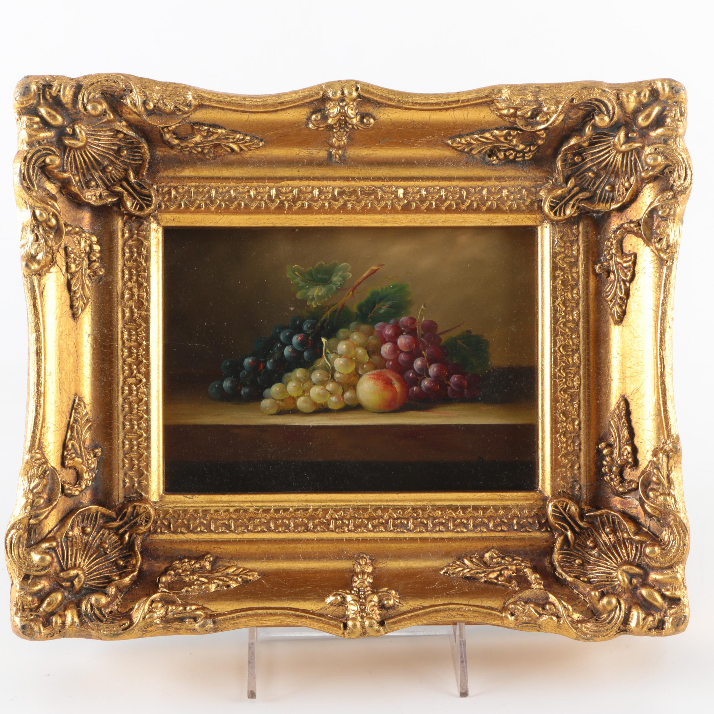 Framed Still Life Oil Painting on Wood Panel