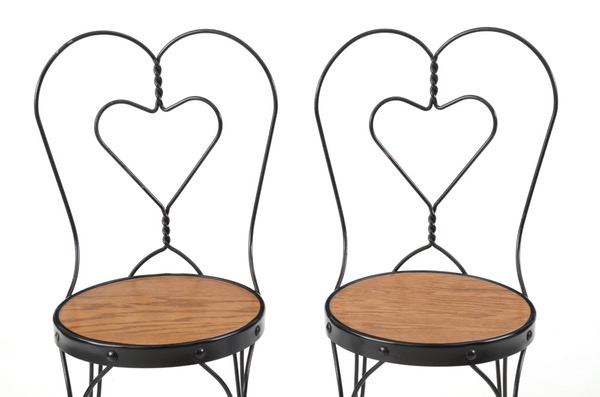 Oak and Wrought Iron Bistro Table and Chairs