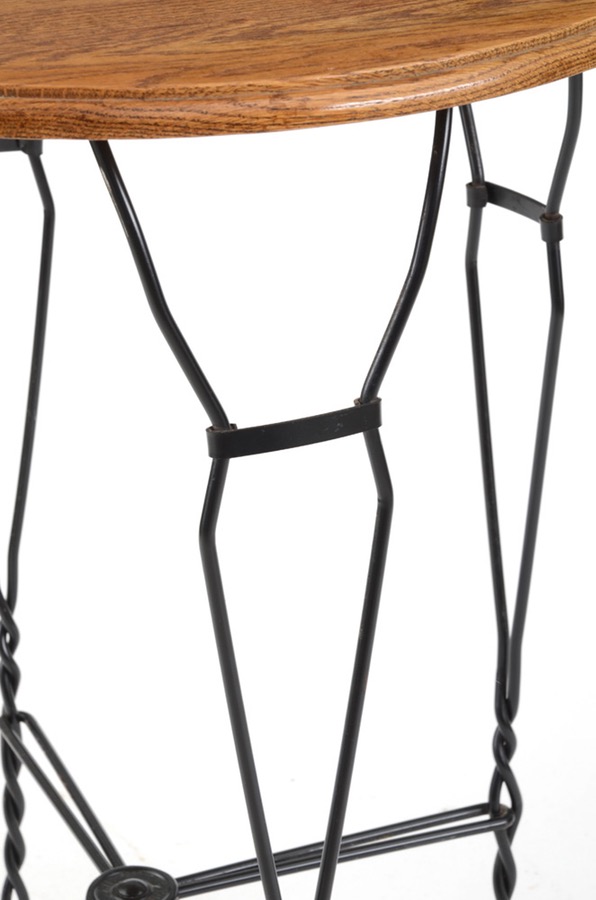 Oak and Wrought Iron Bistro Table and Chairs