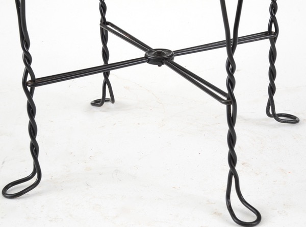 Oak and Wrought Iron Bistro Table and Chairs