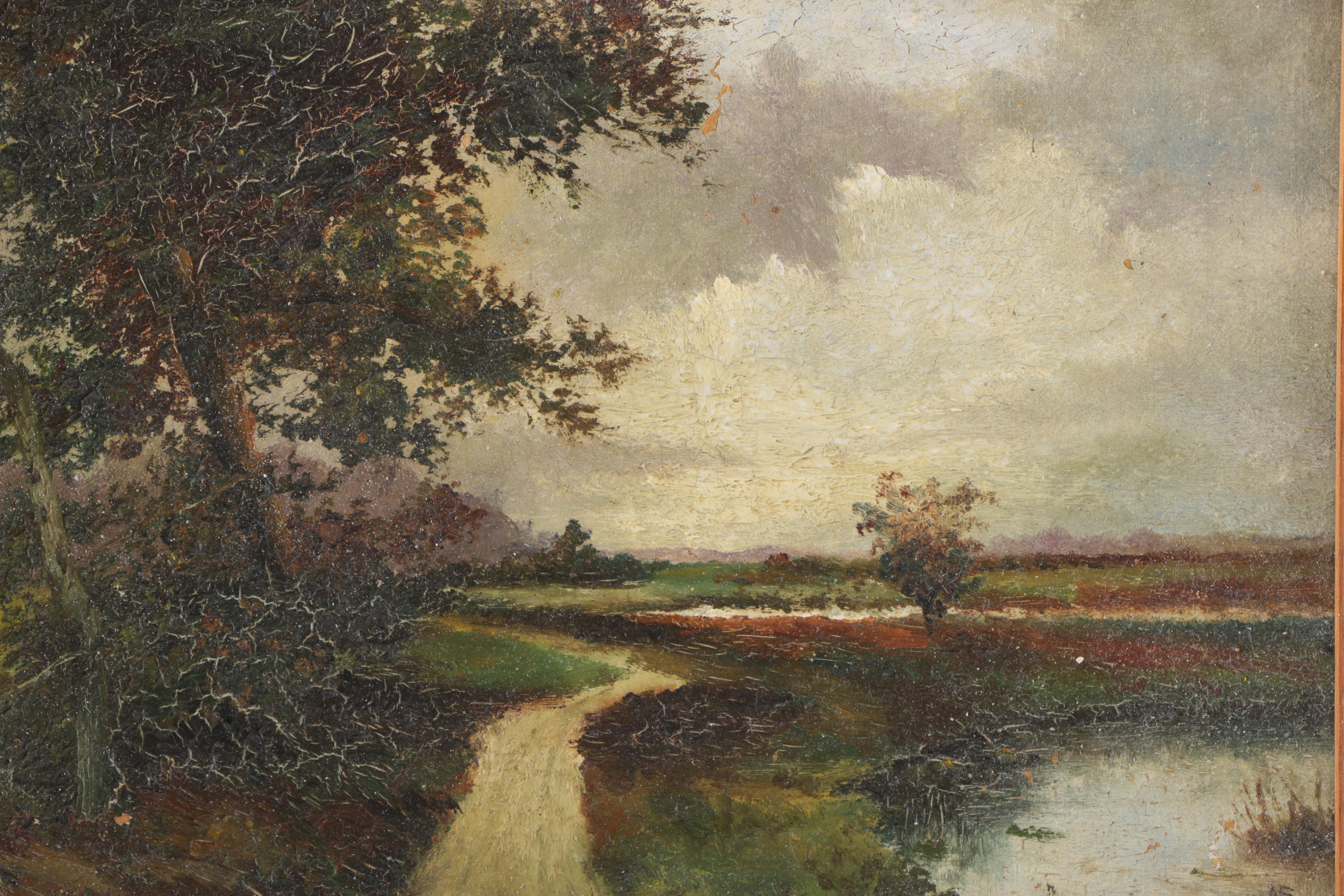 H. Verhaaf Oil on Academy Board Landscape Painting