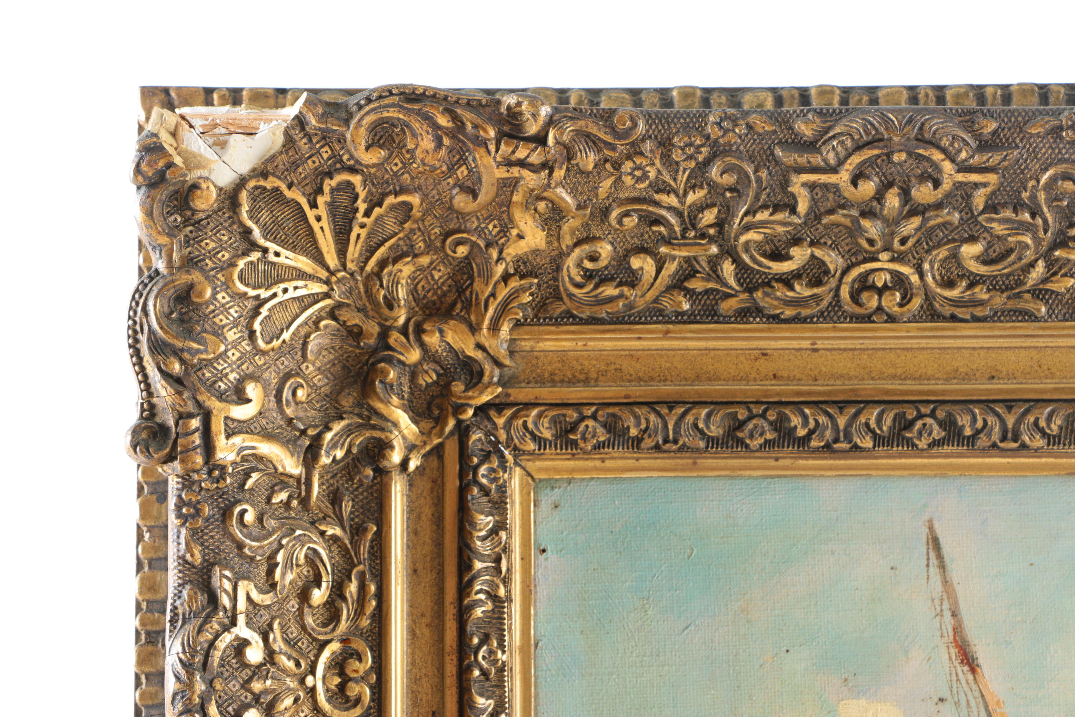 Framed Oil Painting on Canvas of a Windmill