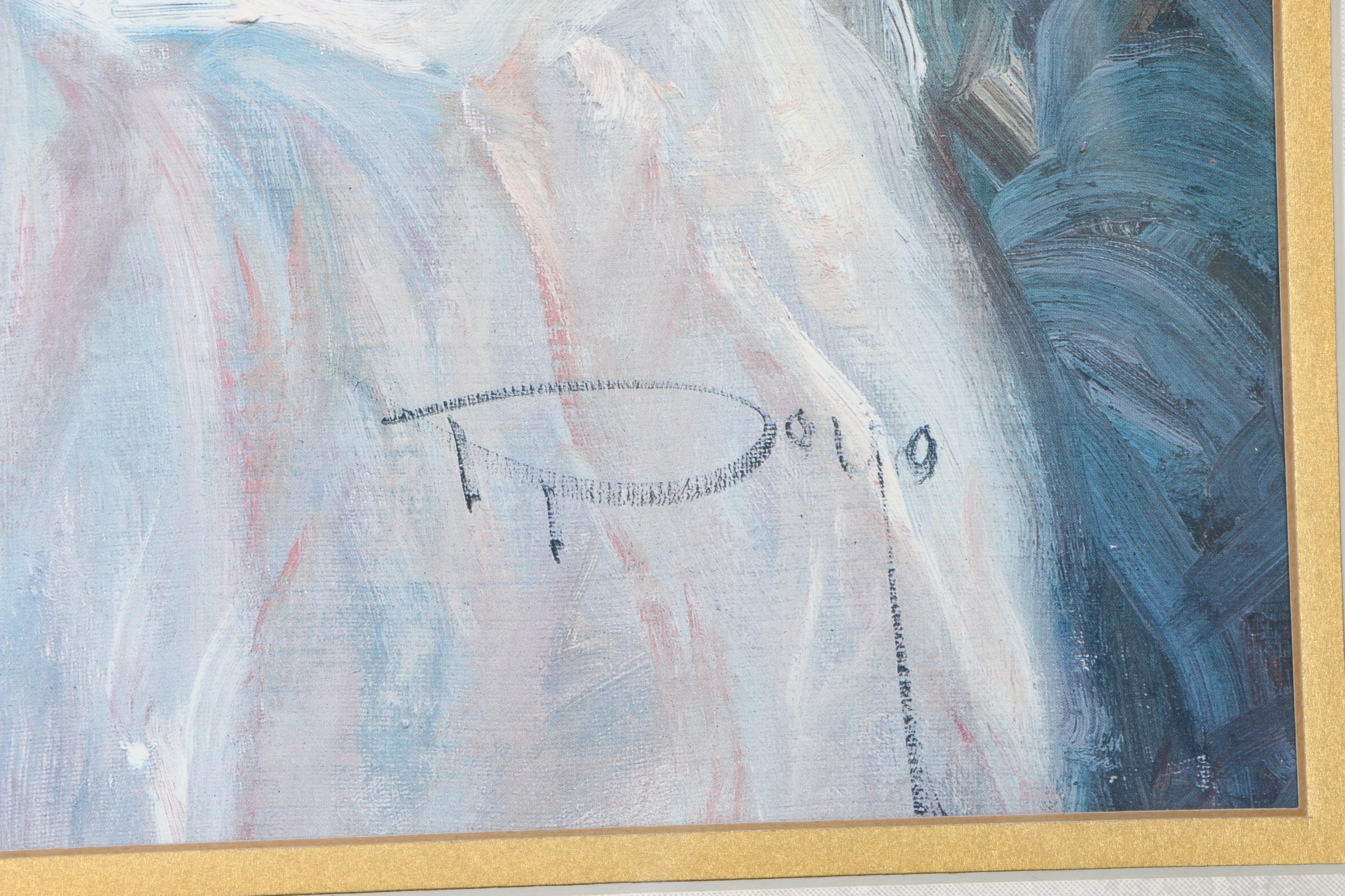 Jose Royo Offset Lithograph of Woman With Flowers