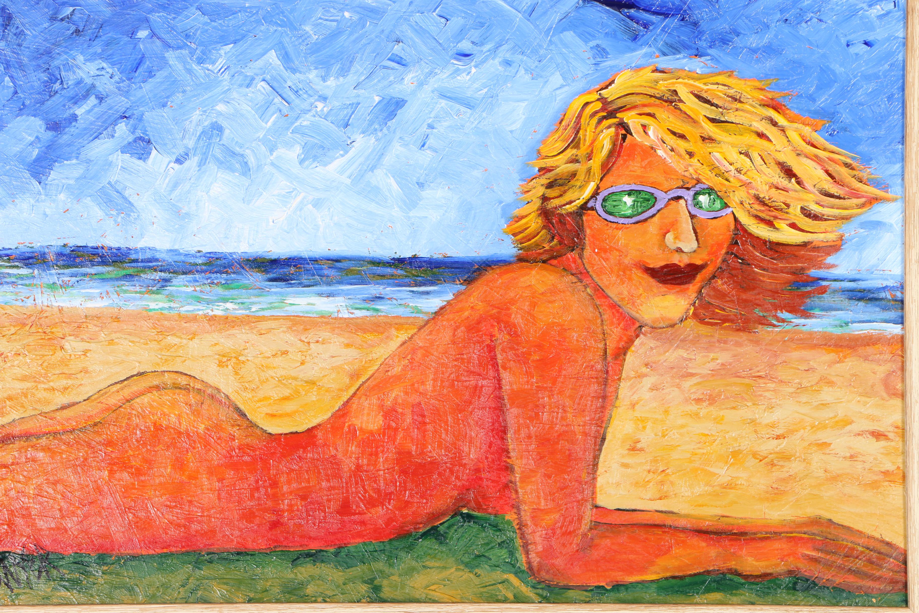 Sawyer Original Oil Painting of Female Nude Sunbathing
