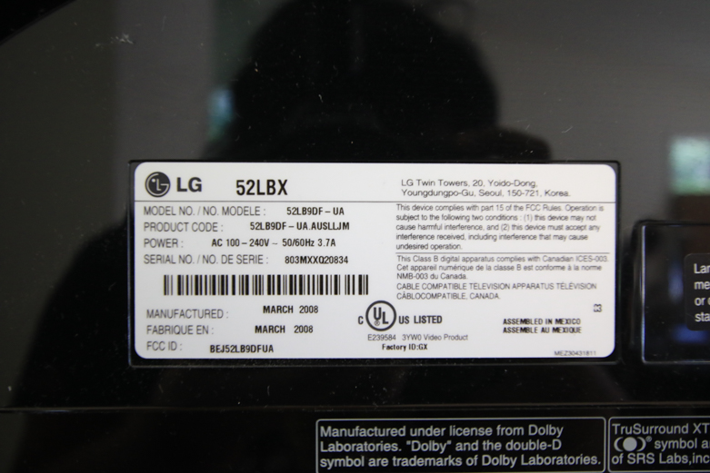 LG 52" Flat Screen Television