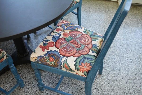 Slate Top Round Table and Four Chairs
