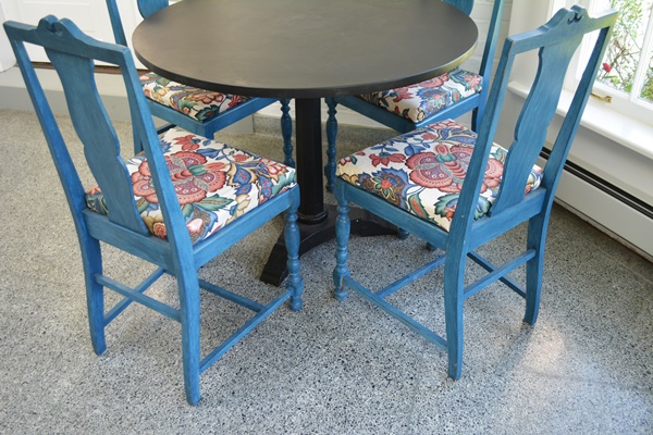 Slate Top Round Table and Four Chairs