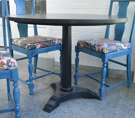 Slate Top Round Table and Four Chairs