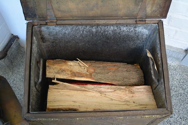 Antique English Brass Coal Box and Brass Wood Holder