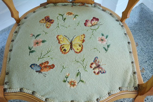 Vintage Maple Needlepoint Arm Chair