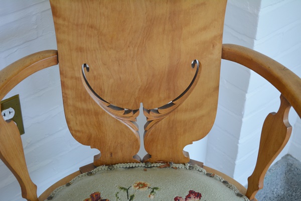 Vintage Maple Needlepoint Arm Chair