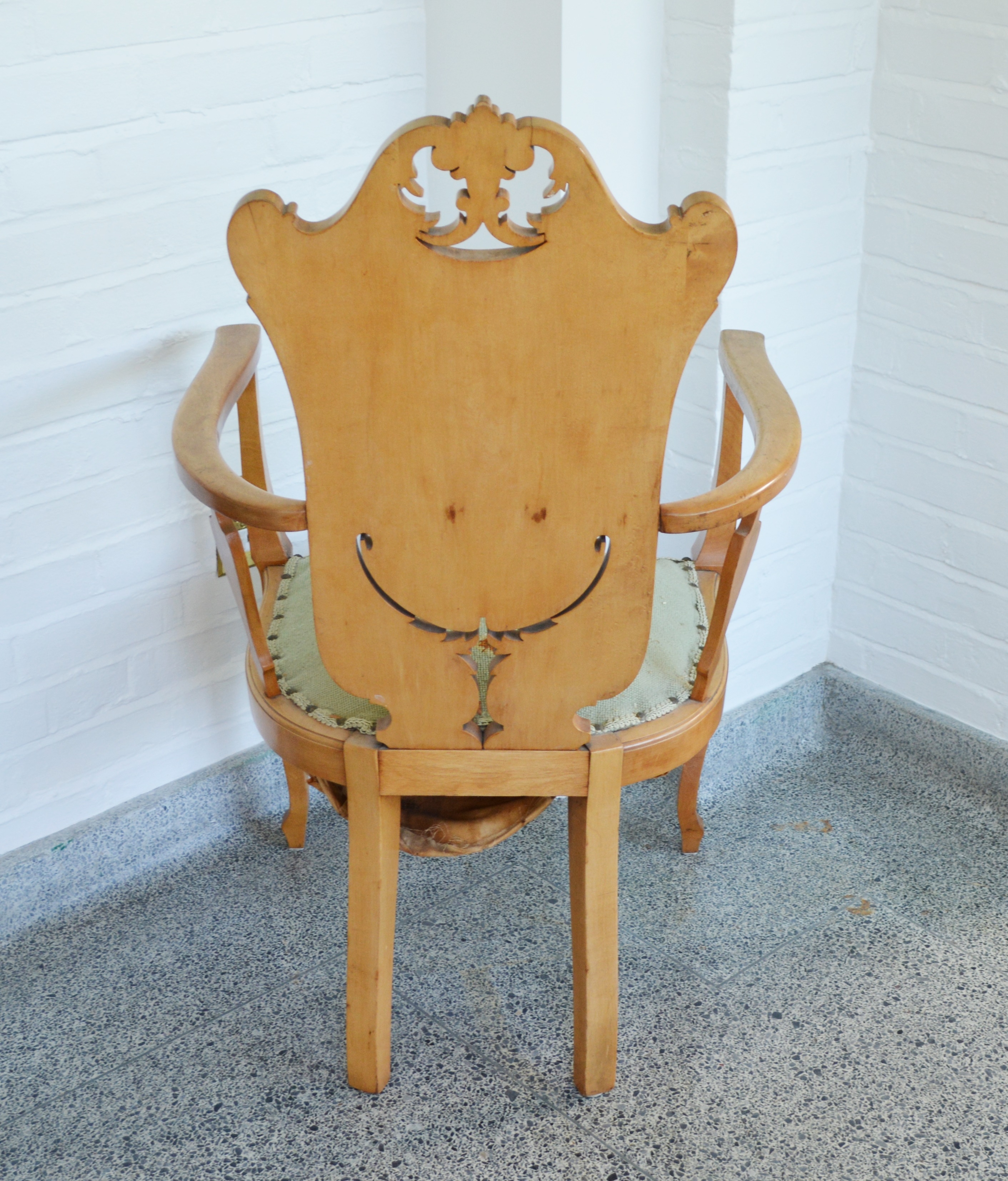 Vintage Maple Needlepoint Arm Chair