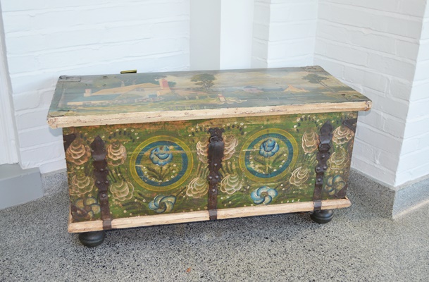 Folk Style Hand Painted Blanket Chest