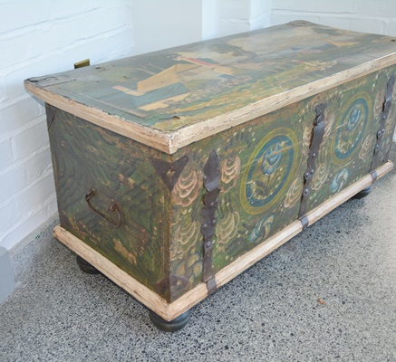 Folk Style Hand Painted Blanket Chest