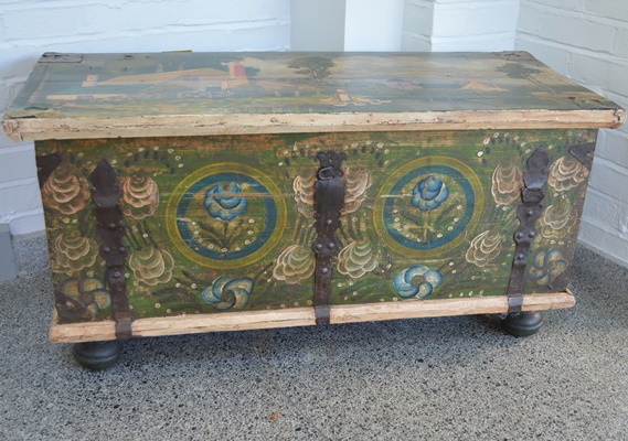 Folk Style Hand Painted Blanket Chest