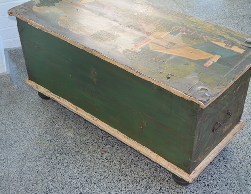 Folk Style Hand Painted Blanket Chest