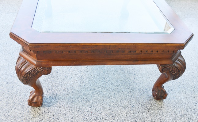 Glass Inlay Wood Coffee Table