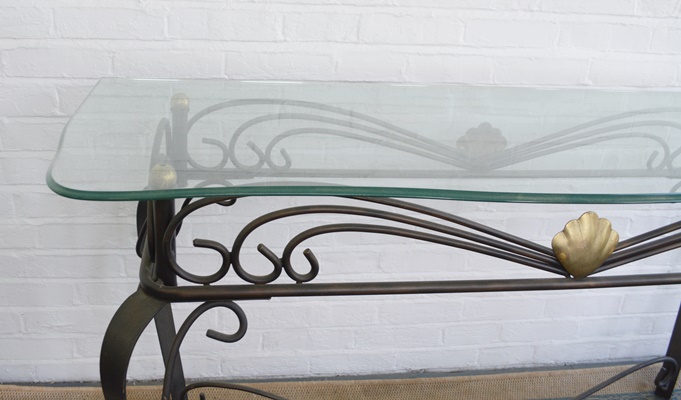 Glass Top Metal Console Table