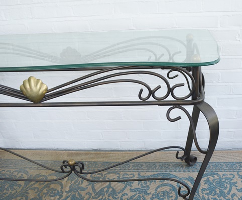 Glass Top Metal Console Table