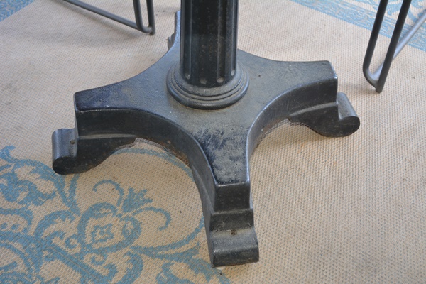 Laminate and Metal Round Table and Four Metal Chairs