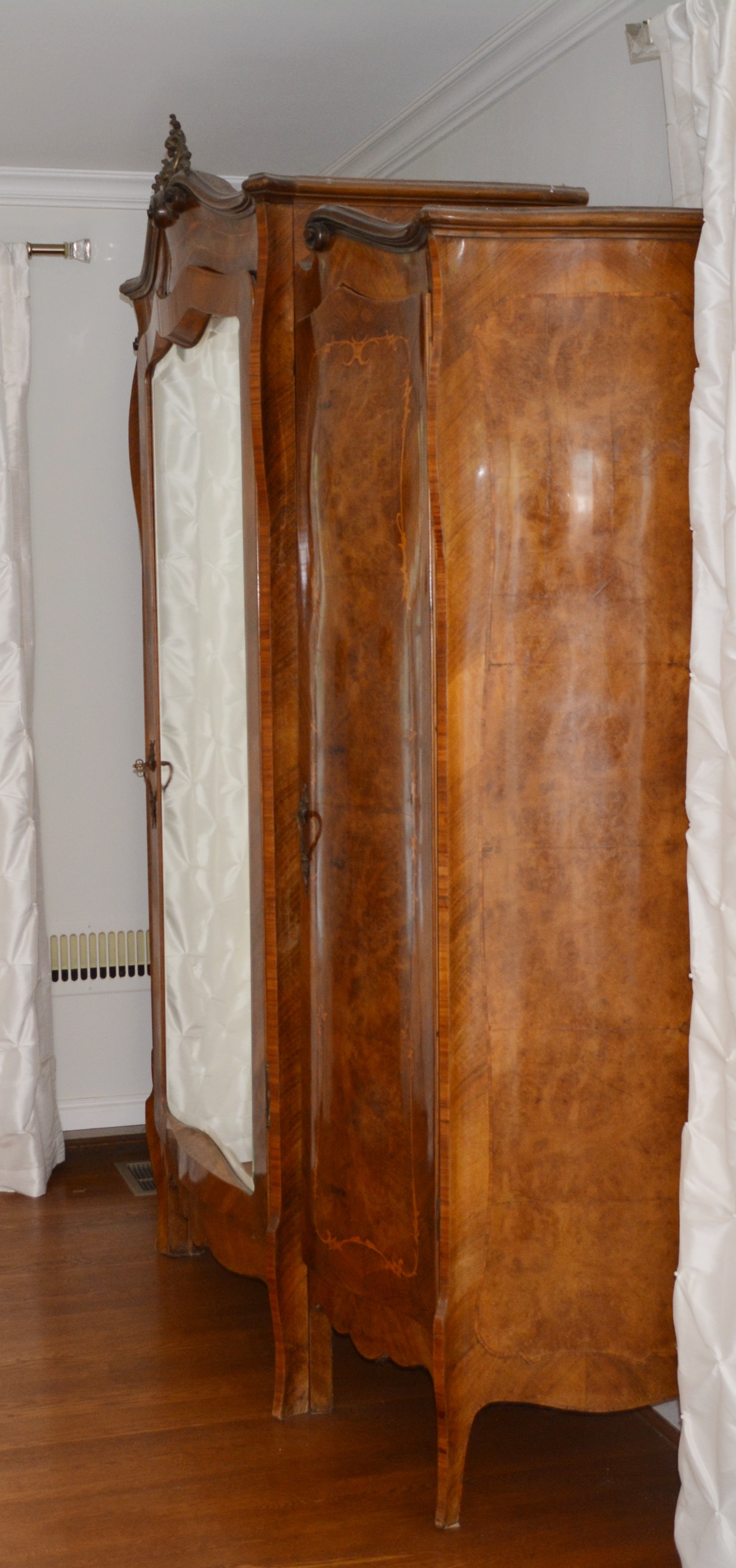 Antique Italian Louis XV Style Serpentine Wardrobe