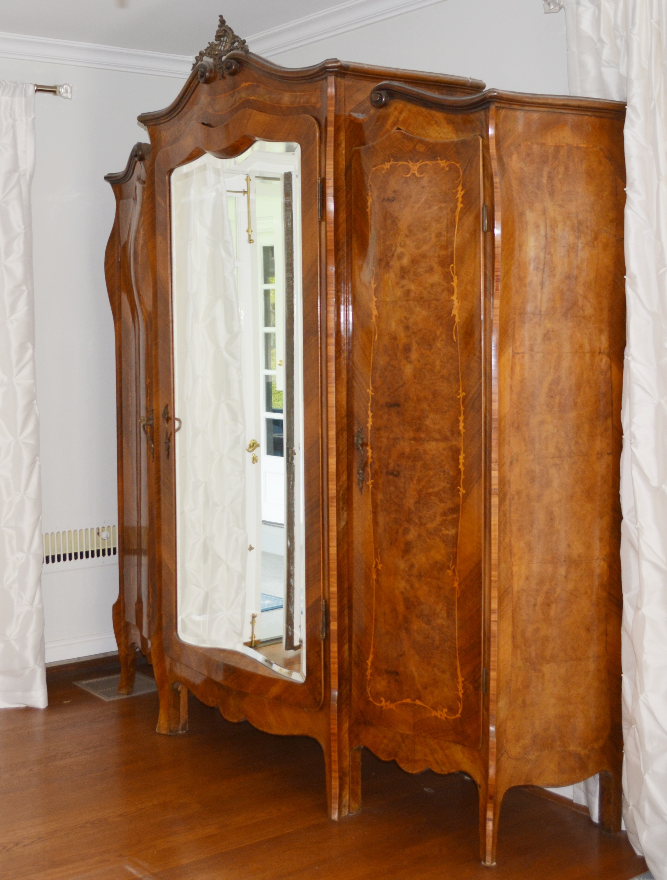 Antique Italian Louis XV Style Serpentine Wardrobe