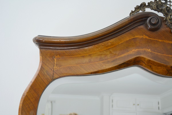 Antique Italian Louis XV Style Bombe Dresser With Mirror