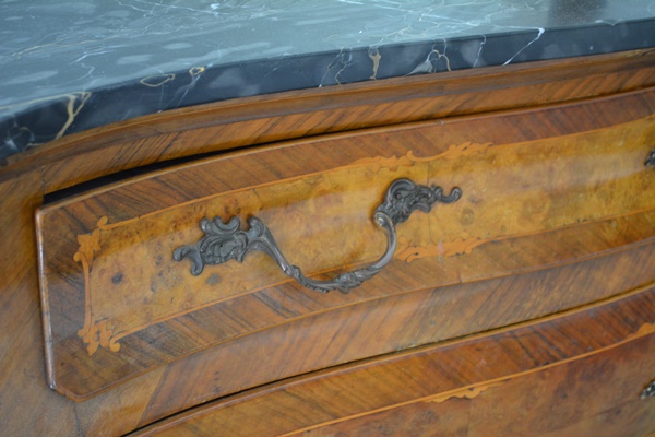 Antique Italian Louis XV Style Bombe Dresser With Mirror