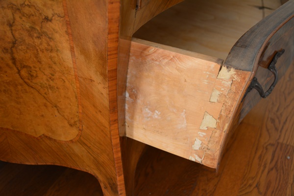 Antique Italian Louis XV Style Bombe Dresser With Mirror