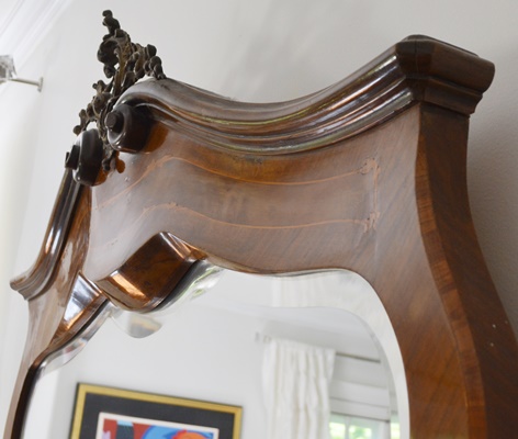 Antique Italian Louis XV Style Bombe Dresser With Mirror