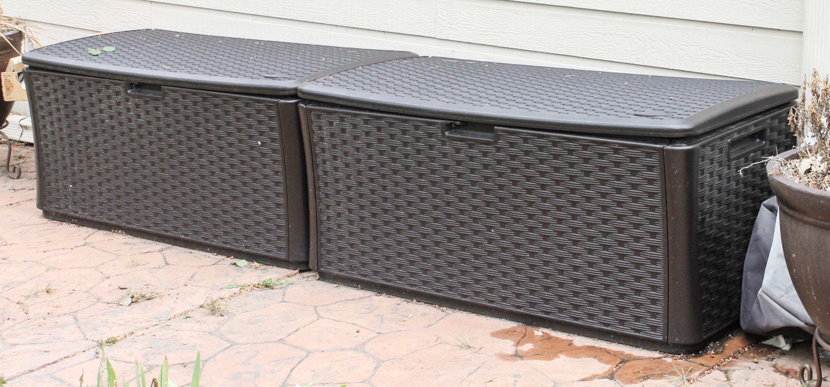 Pair of Suncast Large Outdoor Storage Bins
