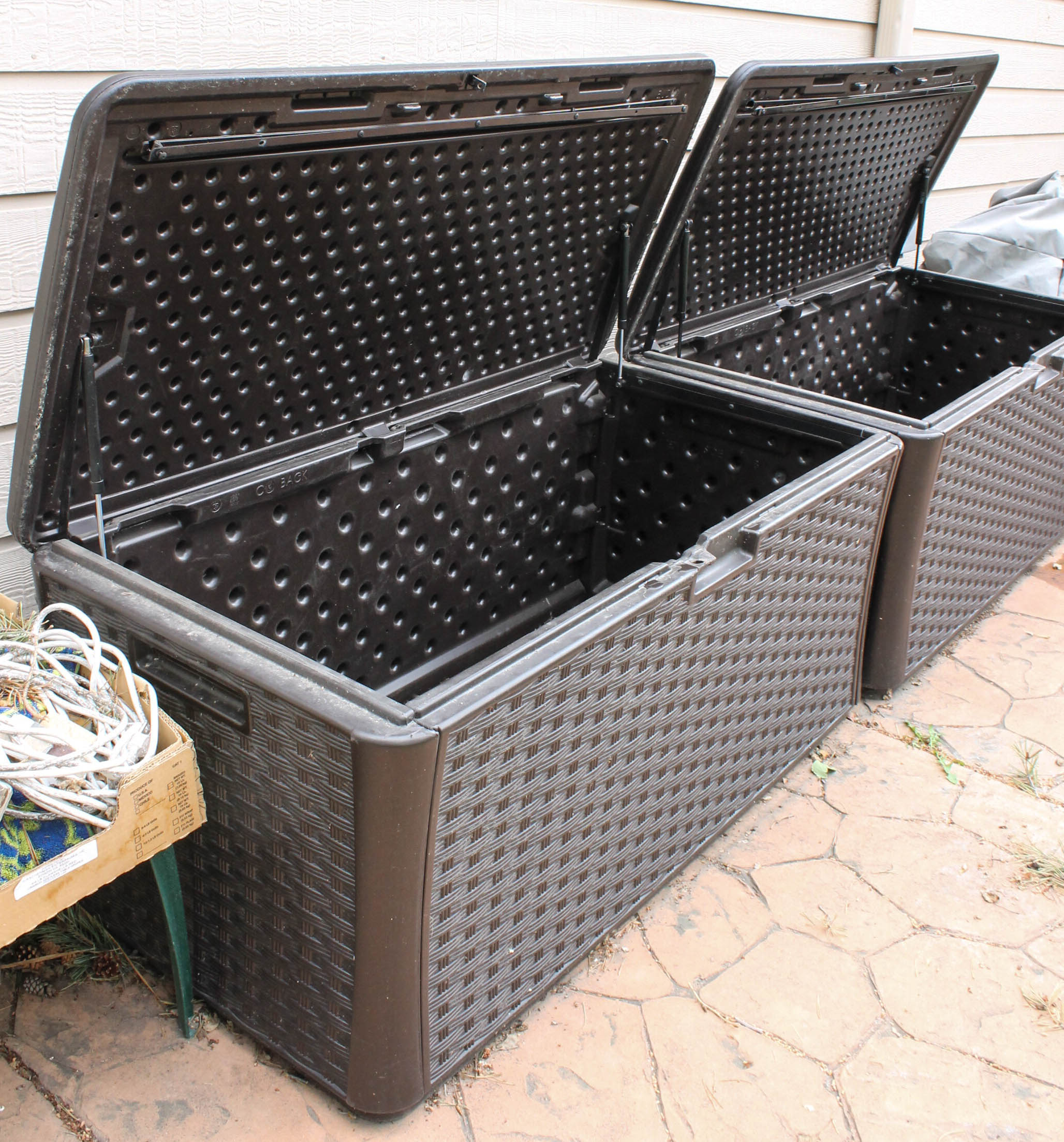 Pair of Suncast Large Outdoor Storage Bins