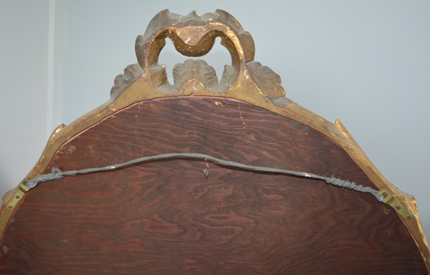 Oval Gilt Tone Wood Wall Mirror