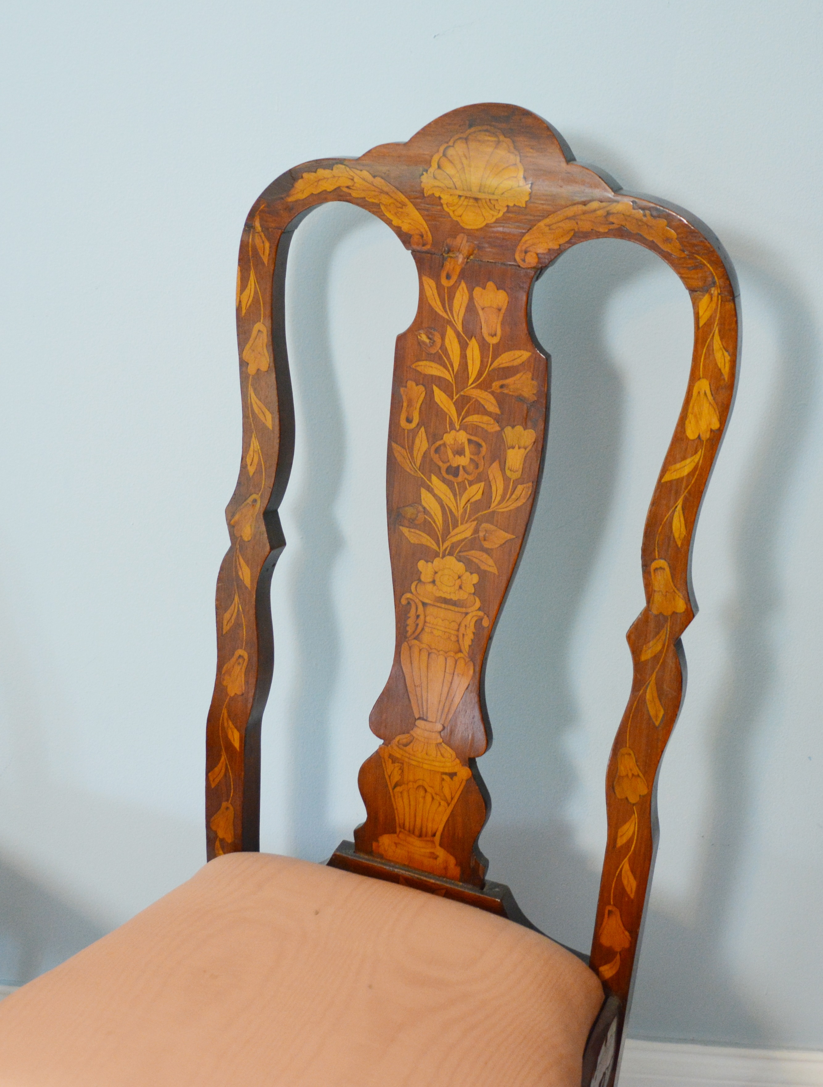 Two 19th Century Dutch Marquetry Side Chairs