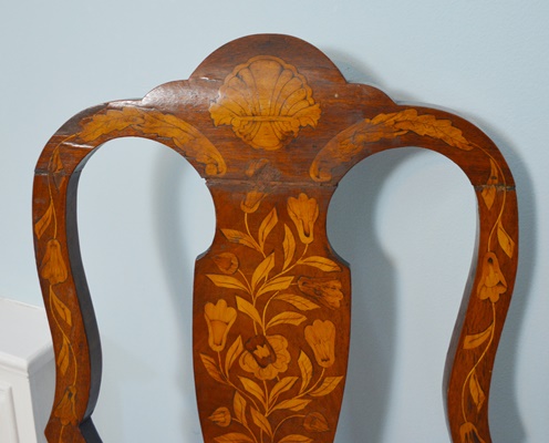 Two 19th Century Dutch Marquetry Side Chairs