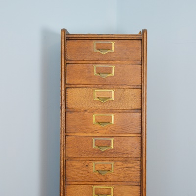 Antique Globe Oak Flat File Cabinet