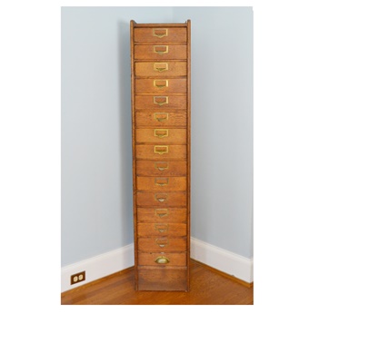 Antique Globe Oak Flat File Cabinet