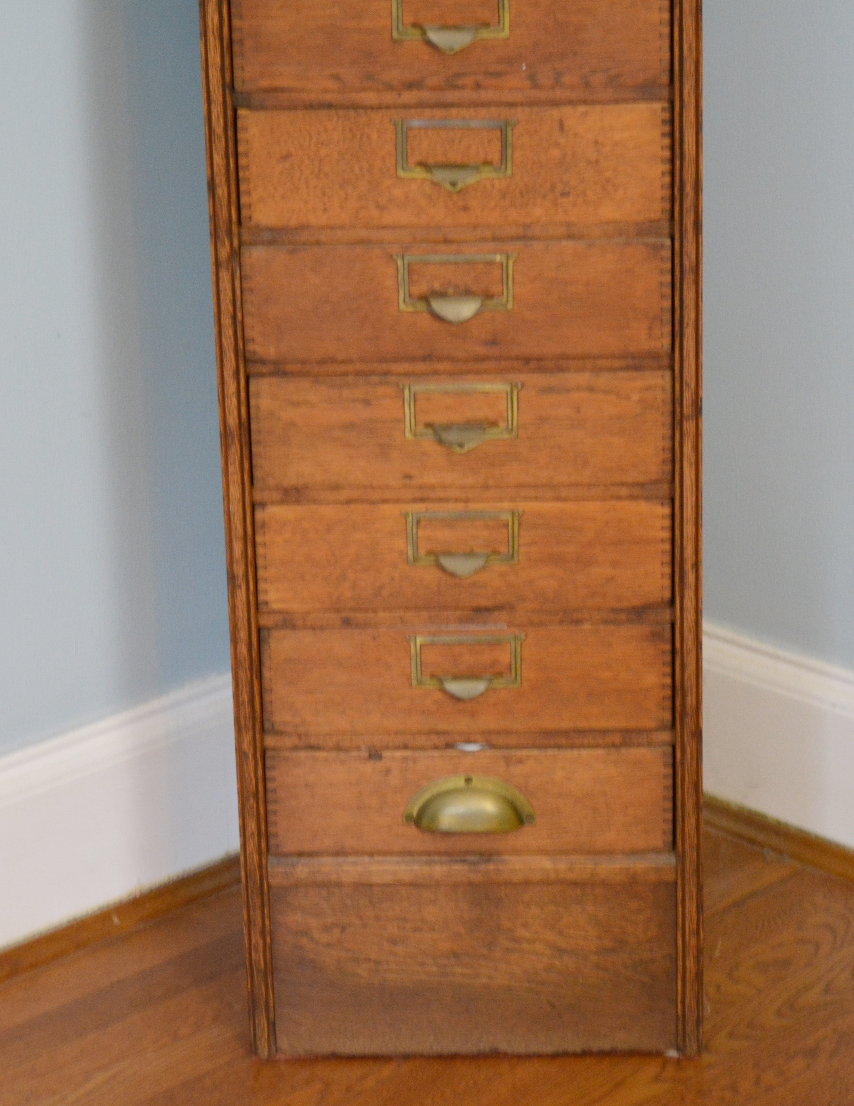 Antique Globe Oak Flat File Cabinet