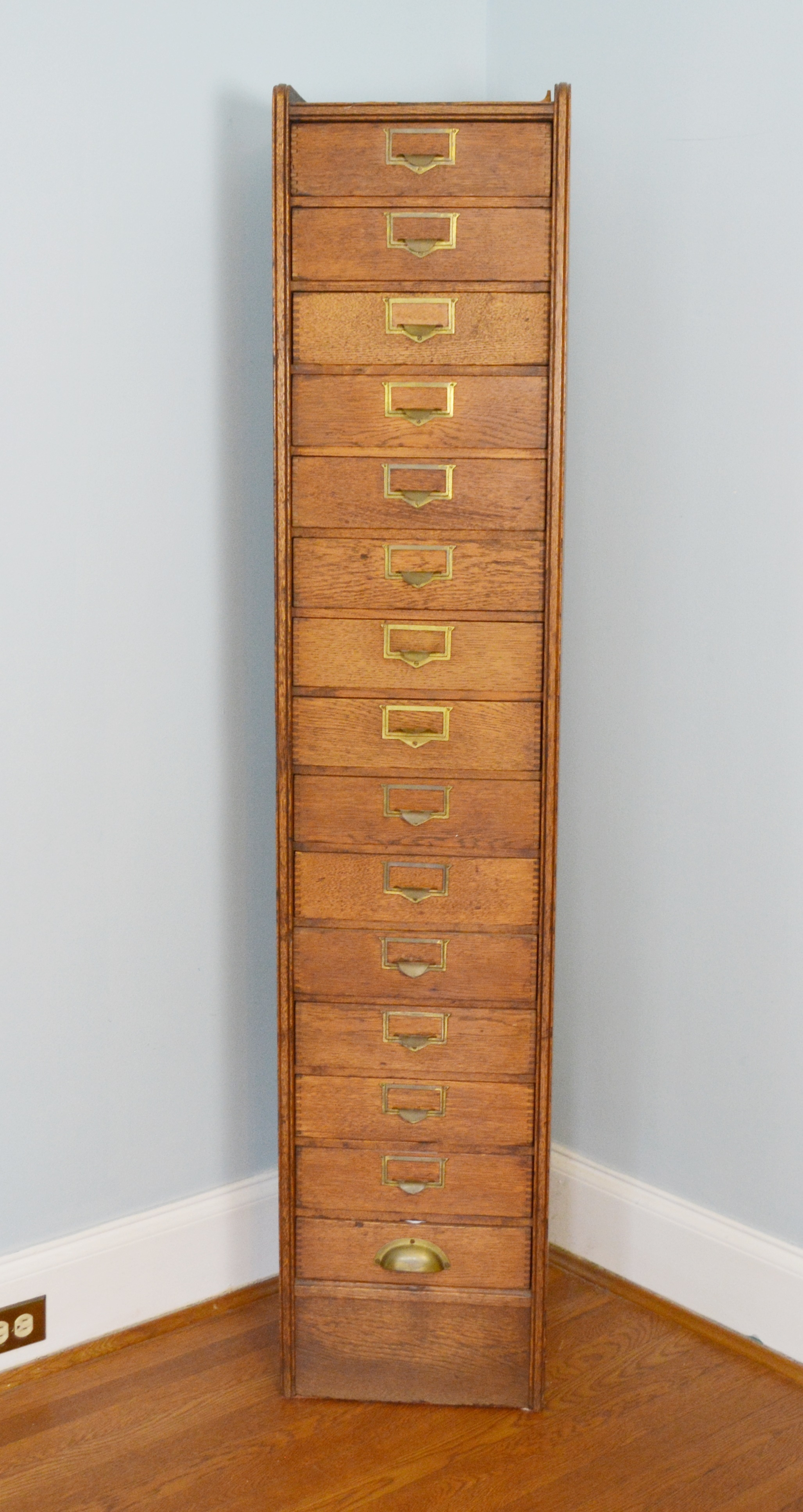 Antique Globe Oak Flat File Cabinet