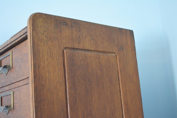 Antique Globe Oak Flat File Cabinet