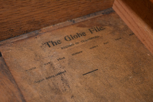 Antique Globe Oak Flat File Cabinet