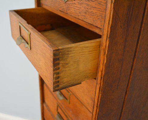Antique Globe Oak Flat File Cabinet