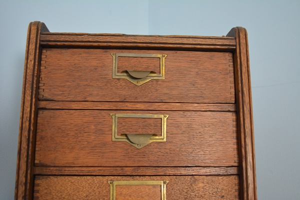 Antique Globe Oak Flat File Cabinet