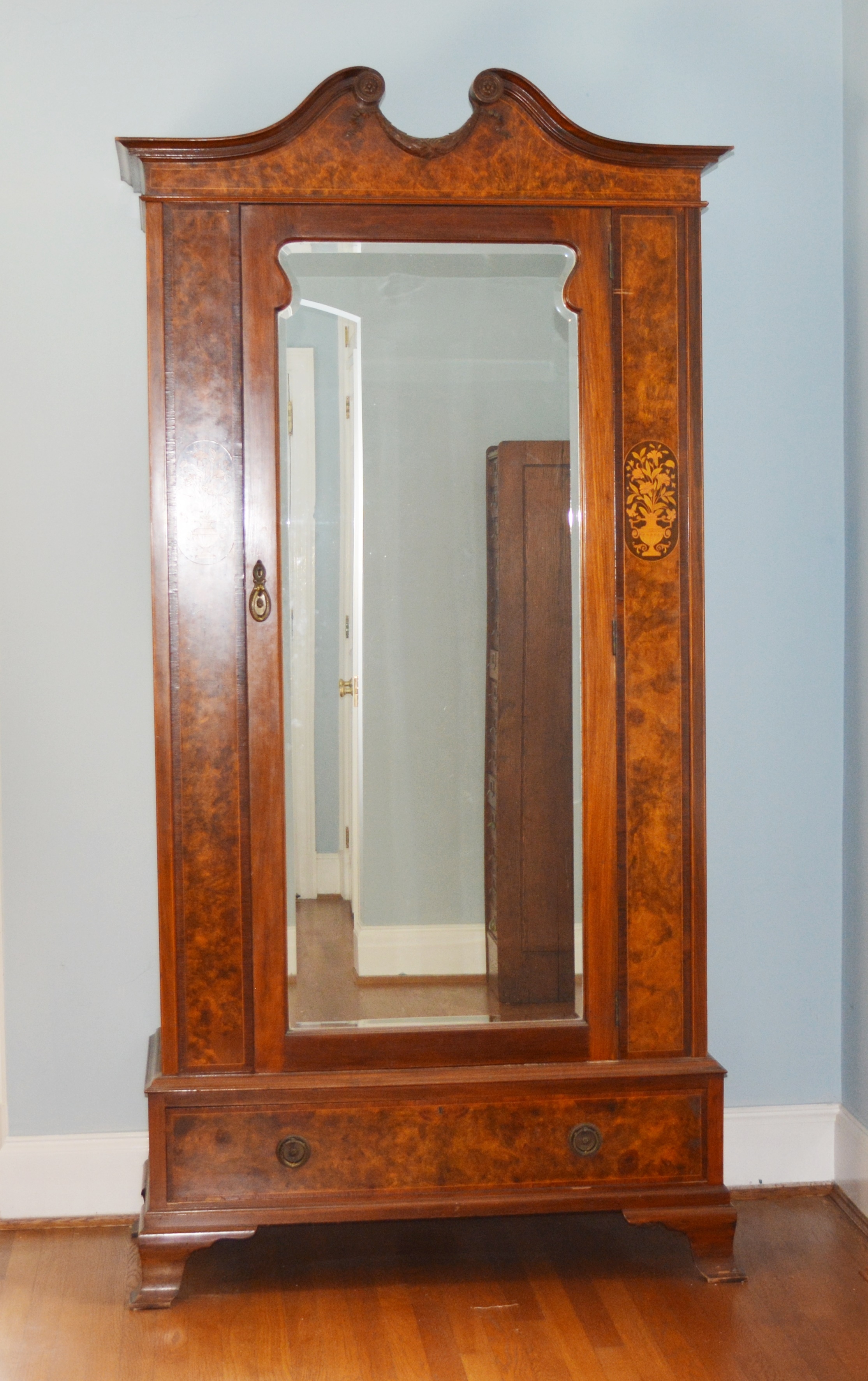 Antique Federal Style Wardrobe With Marquetry