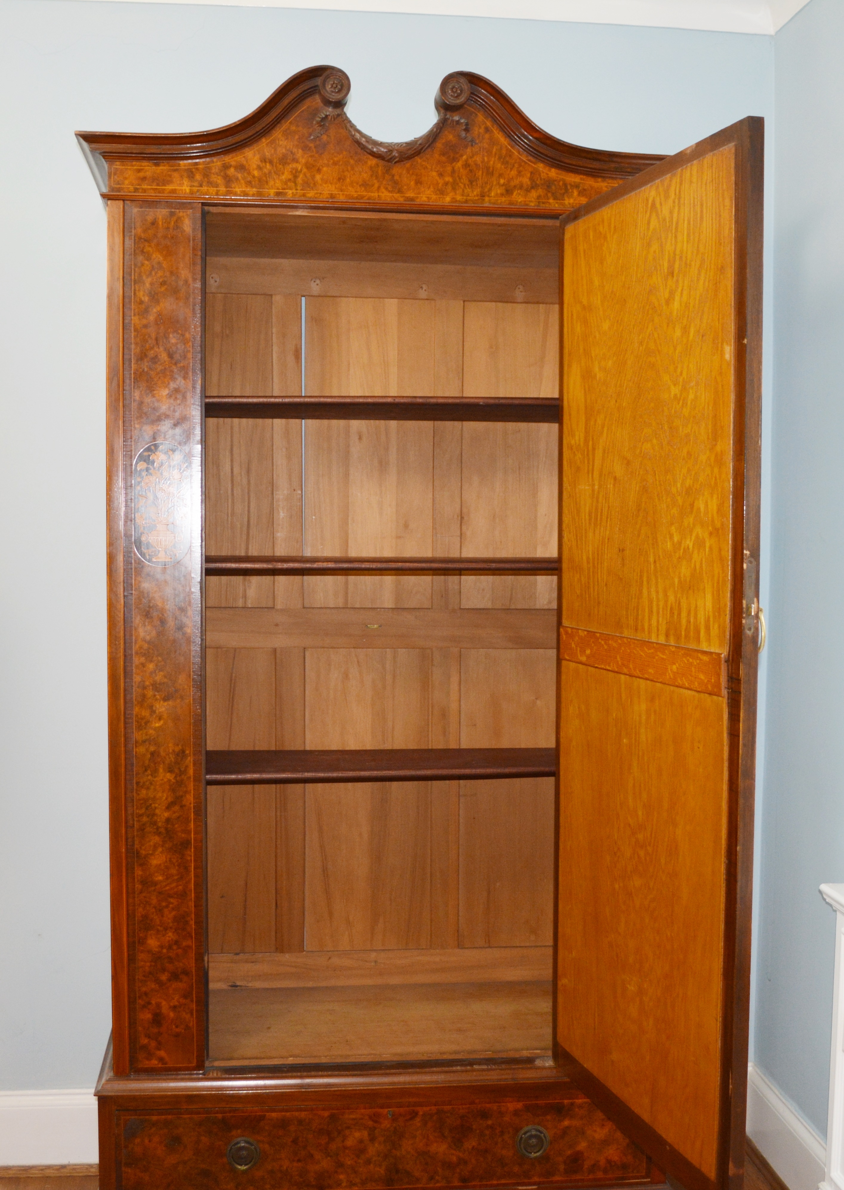 Antique Federal Style Wardrobe With Marquetry