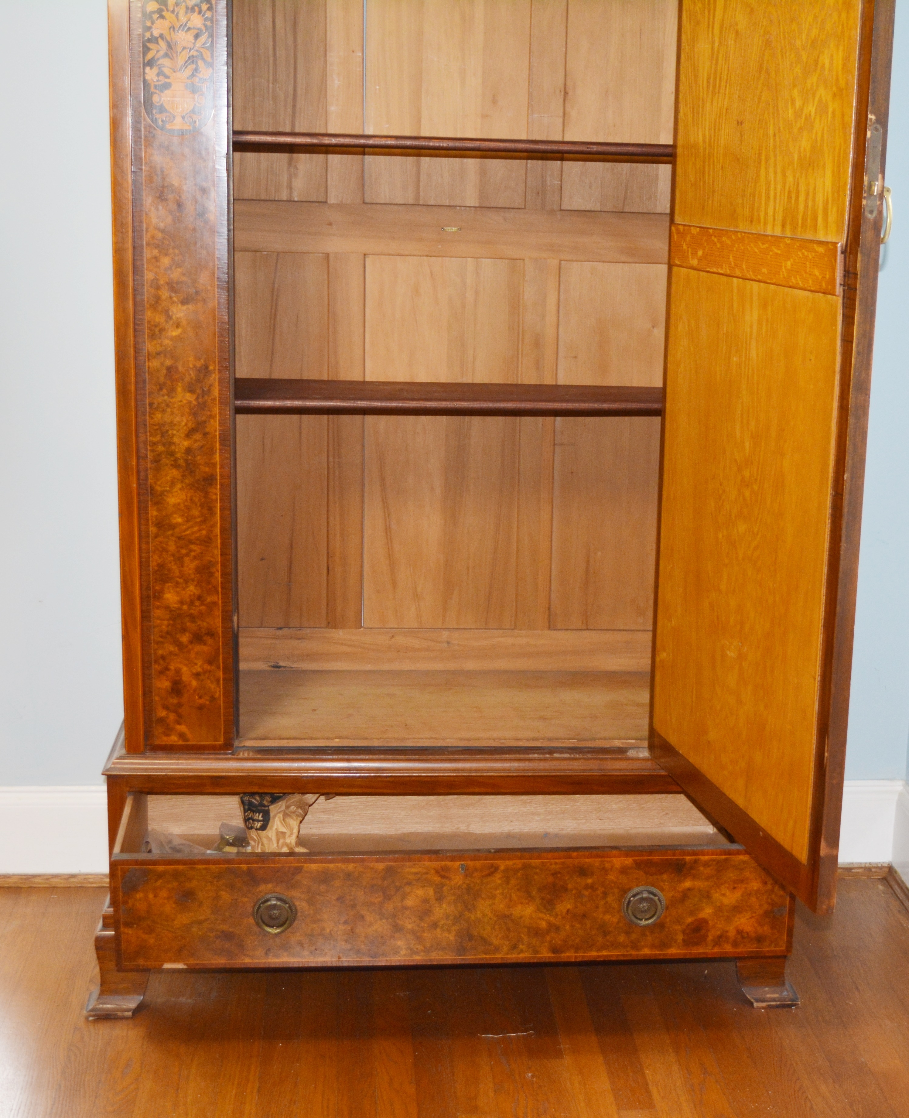 Antique Federal Style Wardrobe With Marquetry