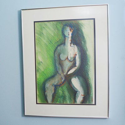 Saul Kaplain Original "Seated Woman" Pastel Drawing